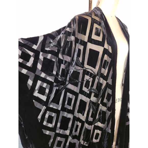 Crushed VELVET Fringed Duster Cloak Cape Flapper Shawl Piano - OS - Picture 6 of 10